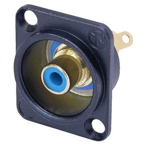Neutrik tulp/RCA blauw chassisdeel D-gat zwart