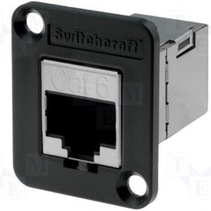 Switchcraft Cat-6 female >Cat-6 female chass. deel afgeschermd zwart type EHRJ45P6S