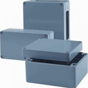 Rose alu. kast 80 x 75 x 57mm grijs t.b.v. 2x “D” chassis deel