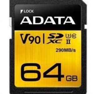 Adata SDXC UHS-II 64GB flashgeheugen Premier ONE V90- zwart/goud