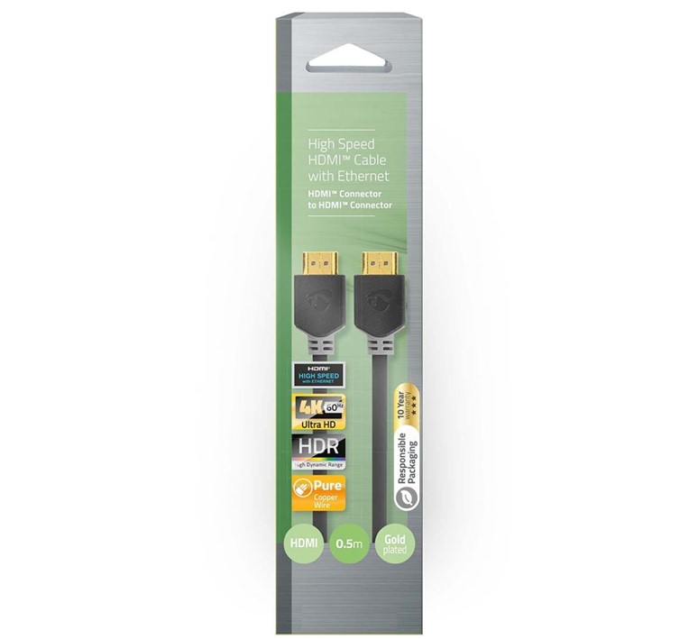 4K HDMI > HDMI kabel 0,5m donker grijs max. 3840 x 2160 met High Speed Ethernet - Afbeelding 5