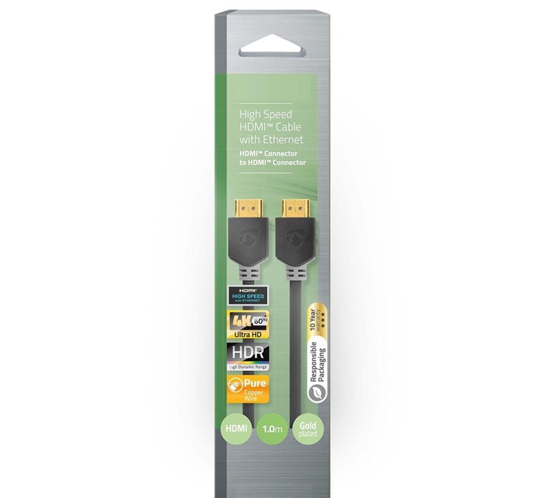 4K HDMI > HDMI kabel 1m donker grijs max. 3840 x 2160 met High Speed Ethernet - Afbeelding 5