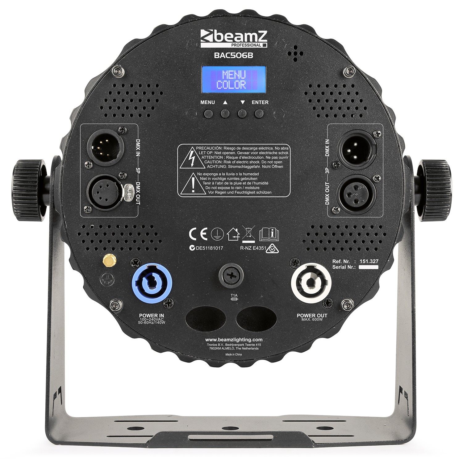 BeamZ Pro BAC-506B compacte Alu Par 12x 18W RGBWA-UV 6 in 1 zwart incl. IR bediening - Afbeelding 6
