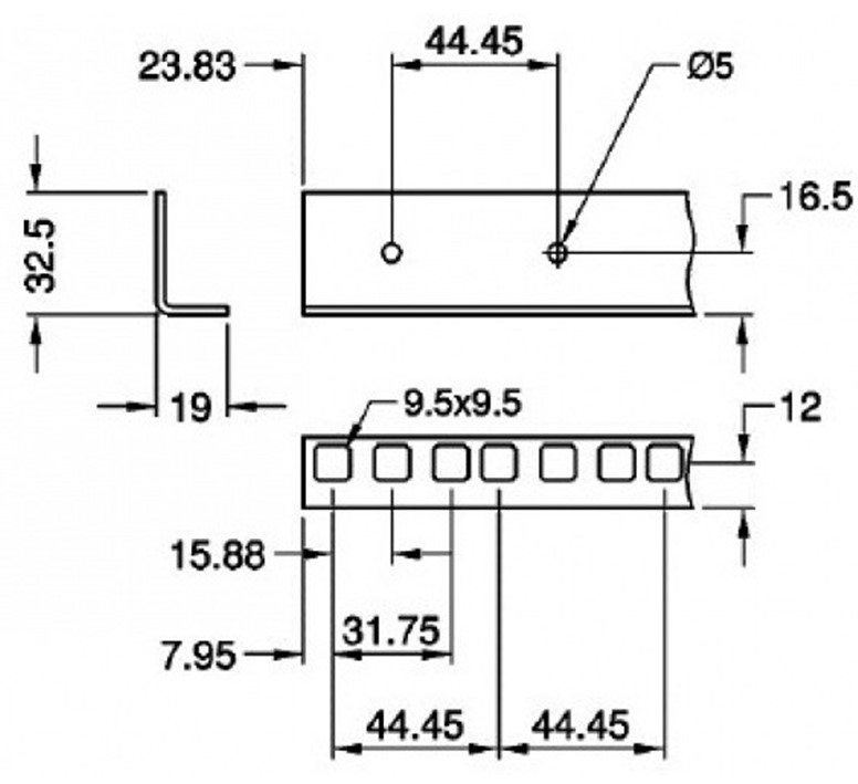8HE rackprofiel 2mm staal zwart per strip - Afbeelding 3