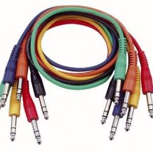 Stereo patchkabel set 90cm met rechte 6,3mm jack > rechte 6,3mm jack in 6 kleuren