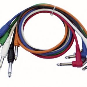 Mono patchkabel set 90cm met haakse 6,3mm jack > rechte 6,3mm jack in 6 kleuren