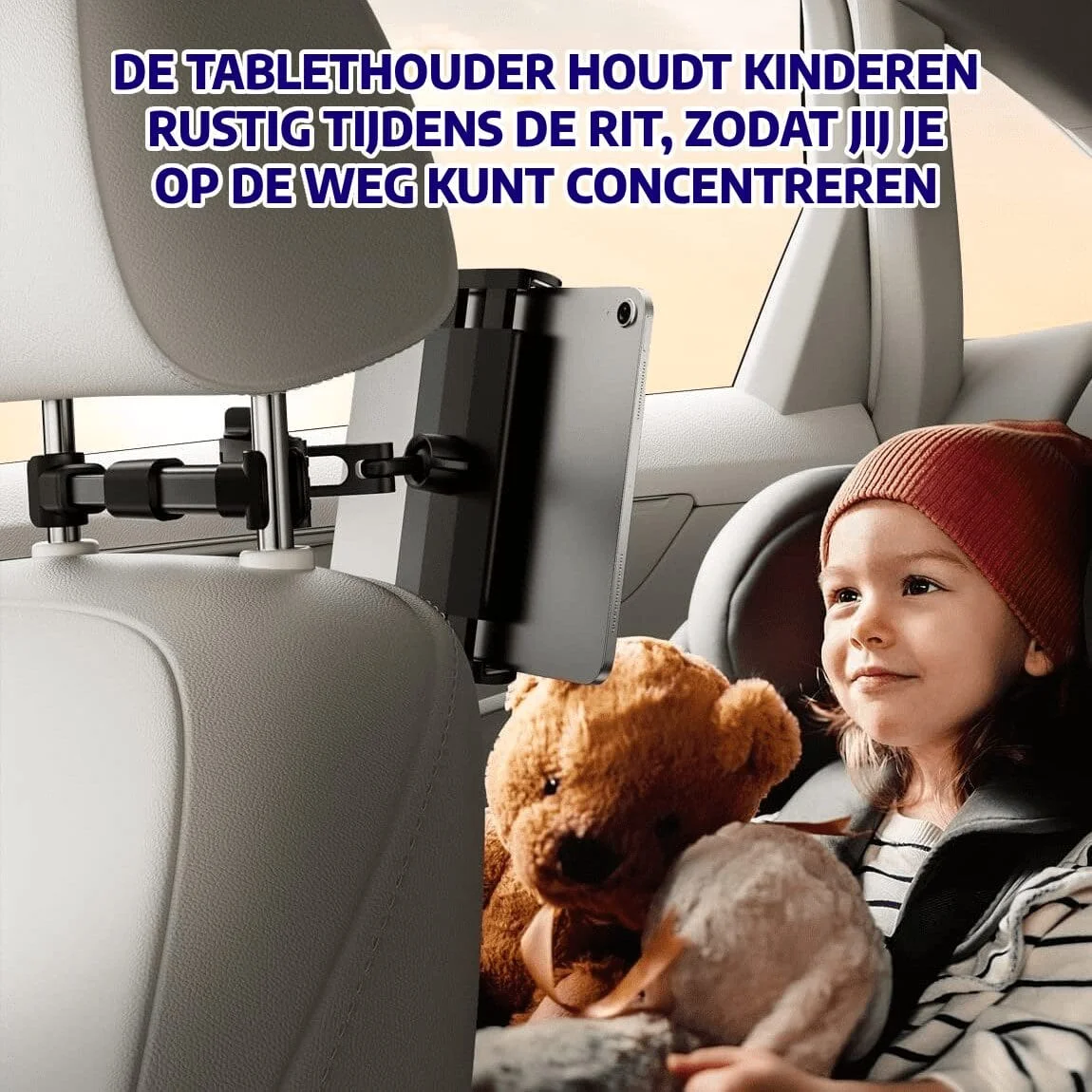 Lukana Tablet houder auto hoofdsteun met verstelbare arm - Afbeelding 5