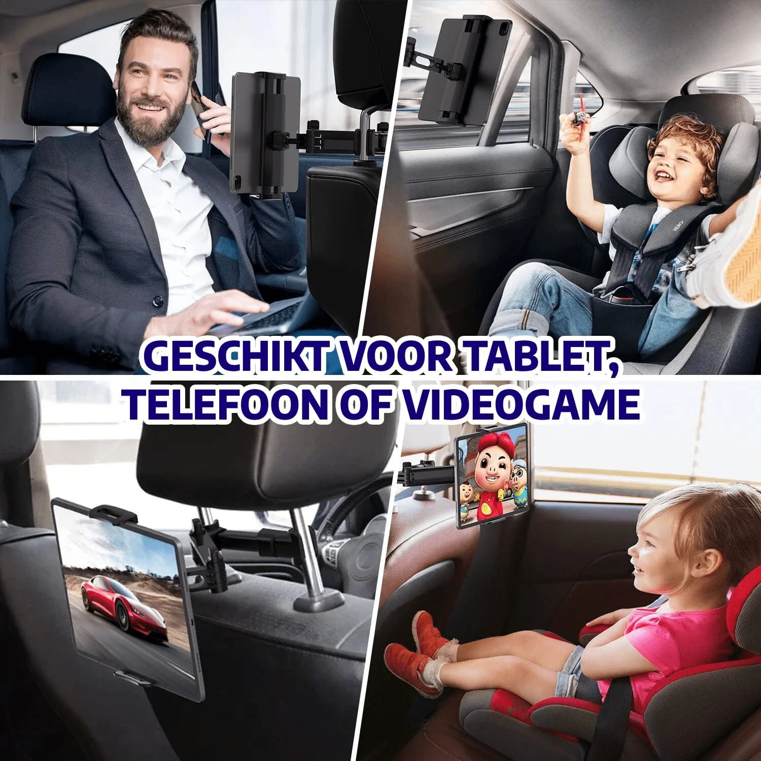 Lukana Tablet houder auto hoofdsteun met verstelbare arm - Afbeelding 6