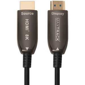 MaxTrack 8K HDMI > HDMI 2.2 Optische kabel 50m zwart max. 8K/60Hz 48 Gbps met actieve chip en High Speed Ethernet