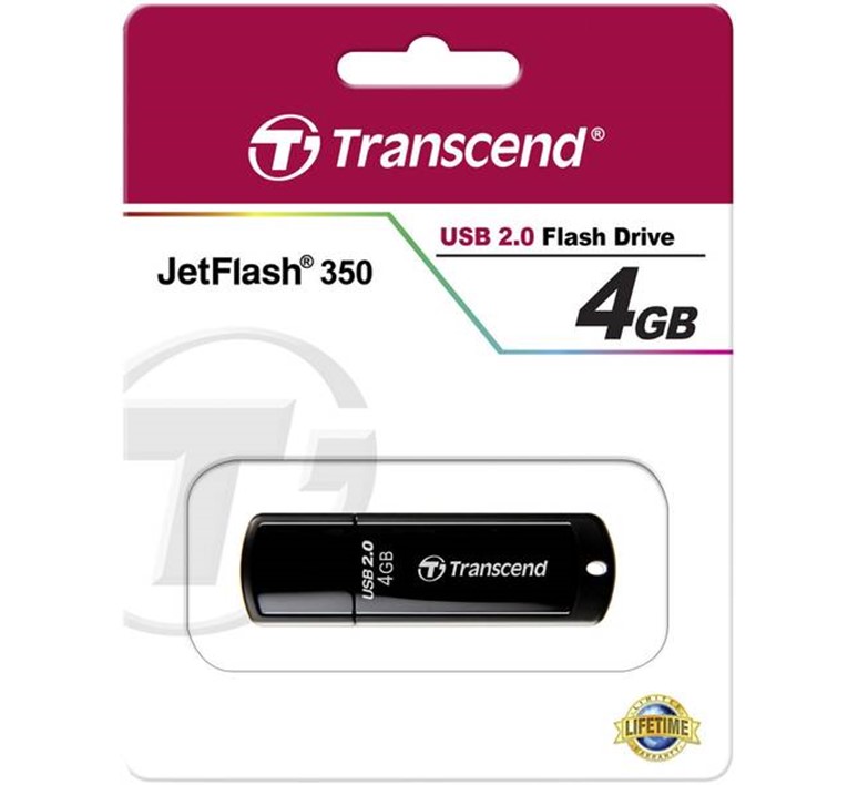 Transcend JetFlash 350 USB stick 4 GB USB 2.0 zwart - Afbeelding 3